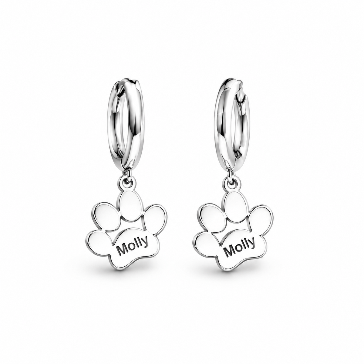 Personalized Paw Print Name Earrings