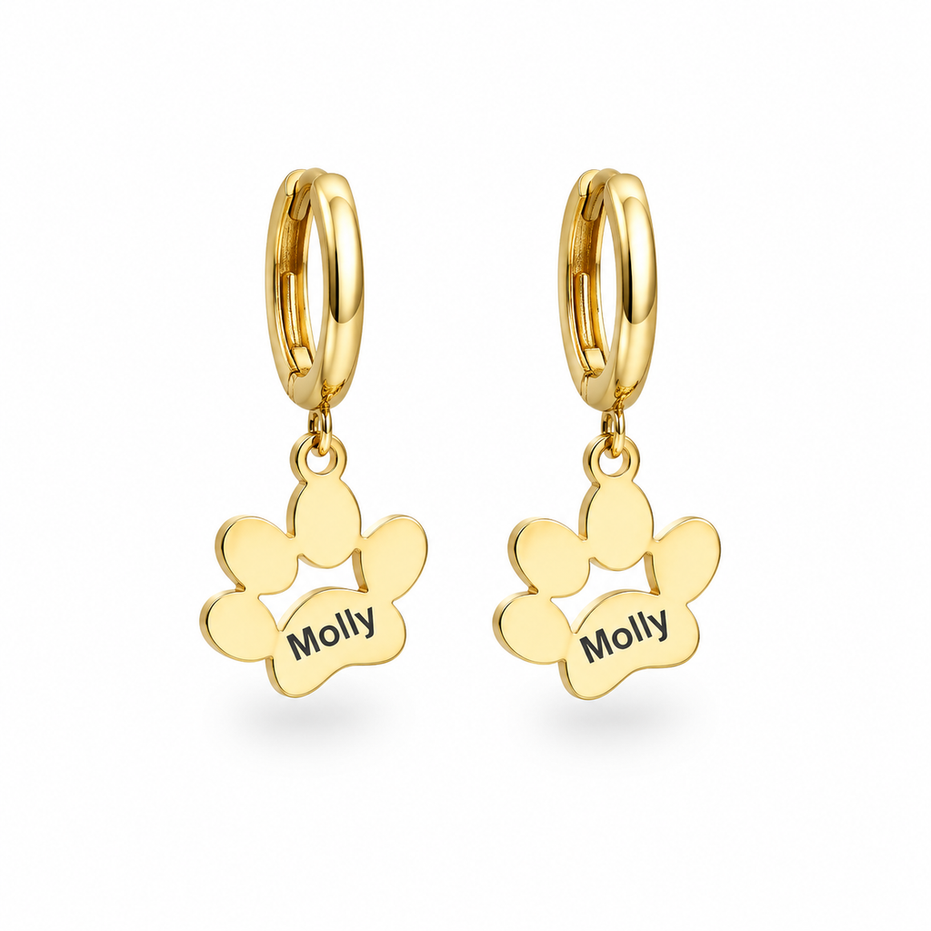 Personalized Paw Print Name Earrings