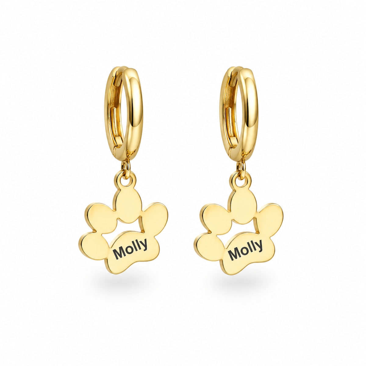 Personalized Paw Print Name Earrings
