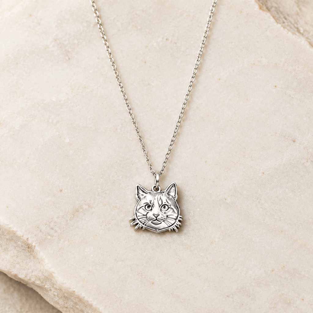 Custom Pet Portrait Necklace - Laser Deep-Engraved Titanium Steel Memorial Jewelry
