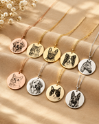 Custom Pet Photo Engraved Necklace – Personalized Round Pendant Keepsake