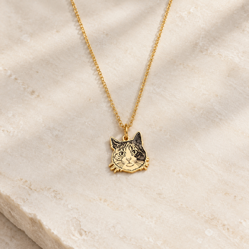 Custom Pet Portrait Necklace - Laser Deep-Engraved Titanium Steel Memorial Jewelry