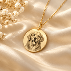 Halskette mit individueller Haustier-Fotogravur – Personalisierter runder Anhänger als Erinnerungsstück