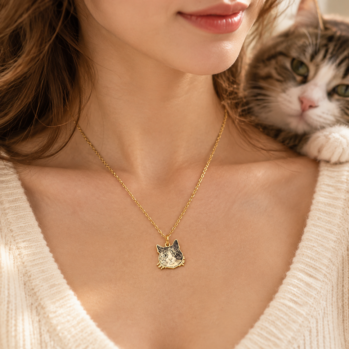 Custom Pet Portrait Necklace - Laser Deep-Engraved Titanium Steel Memorial Jewelry