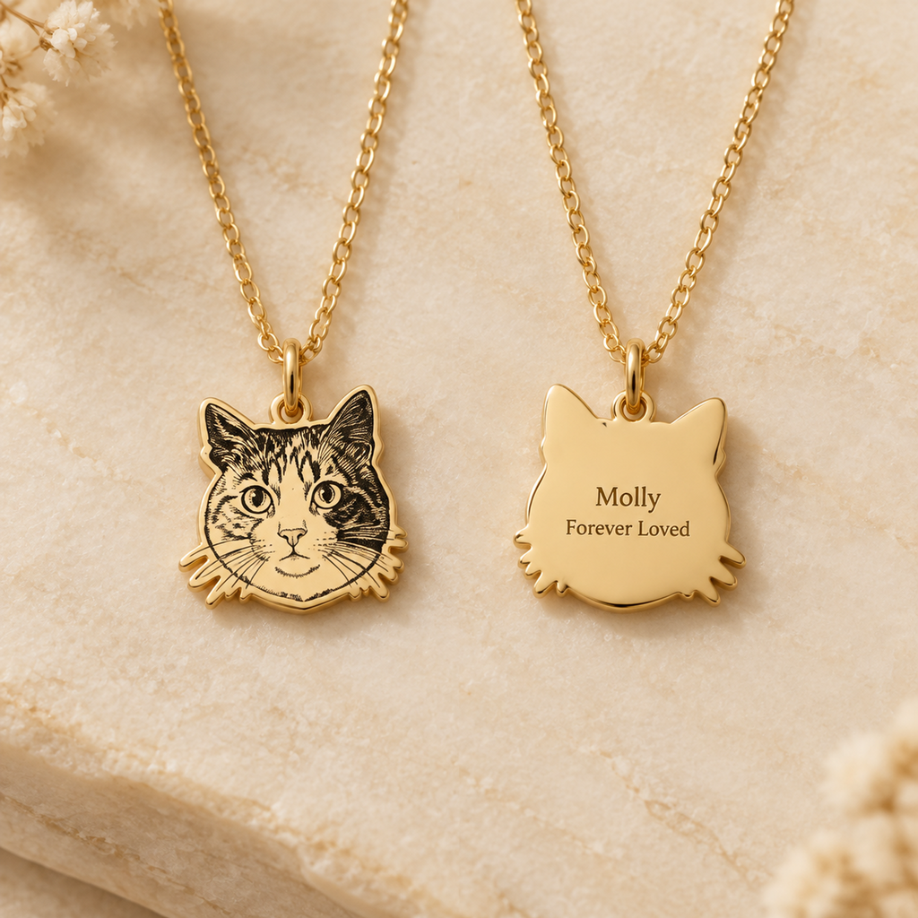 Custom Pet Portrait Necklace - Laser Deep-Engraved Titanium Steel Memorial Jewelry
